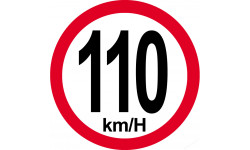 Disque de vitesse 110Km/H bord rouge - 10cm - Sticker/autocollant