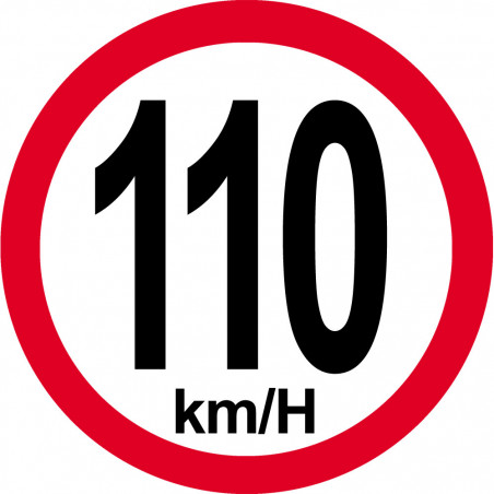 Disque de vitesse 110Km/H bord rouge - 10cm - Sticker/autocollant