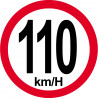 Disque de vitesse 110Km/H bord rouge - 10cm - Sticker/autocollant