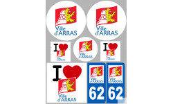 62 Arras - 8 autocollants variés - Sticker/autocollant
