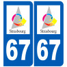 immatriculation 67 Strasbourg - Sticker/autocollant