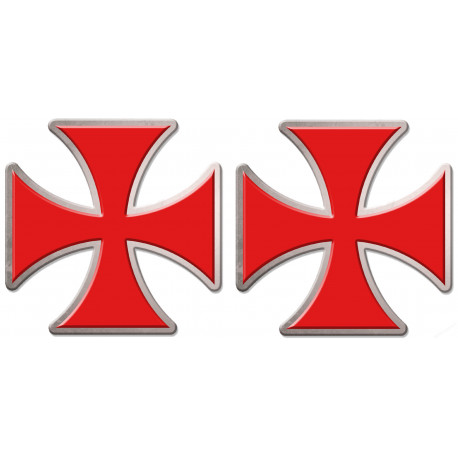 Croix des templiers - 2 autocollants de 10x10cm - Sticker/autocollant