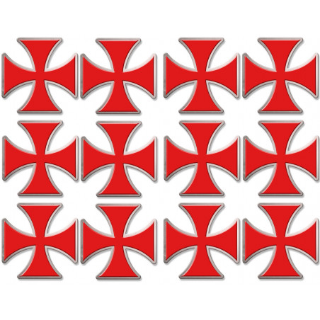 Croix des templiers - 12 autocollants de 5x5cm - Sticker/autocollant