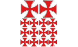 Croix des templiers - 2 stickers de 10cm / 12 stickers de 5cm - Sticker/autocollant