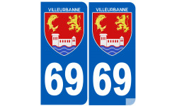 Sticker / autocollant : numéro immatriculation 69 Villeurbanne