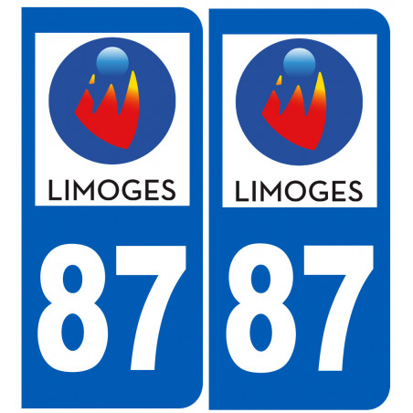 numéro immatriculation 87 Limoges - Sticker/autocollant