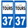 numéro immatriculation 37 Tours - Sticker/autocollant