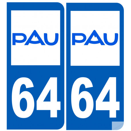 immatriculation 64 Pau - Sticker/autocollant