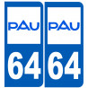 immatriculation 64 Pau - Sticker/autocollant