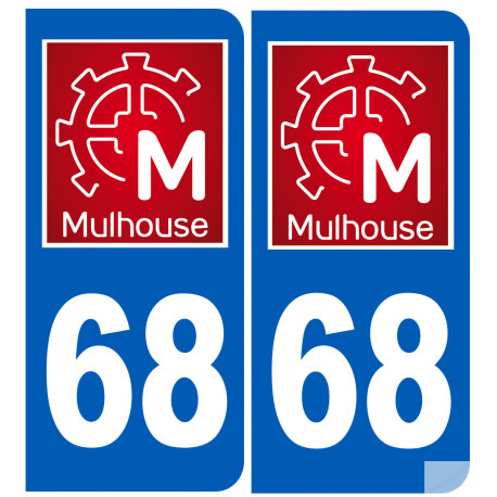 numéro immatriculation 68 Mulhouse - Sticker/autocollant
