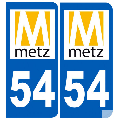 numéro immatriculation 54 Metz - Sticker/autocollant
