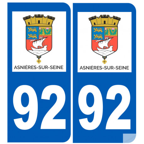 immatriculation 92 Asnières-sur-Seine - Sticker/autocollant