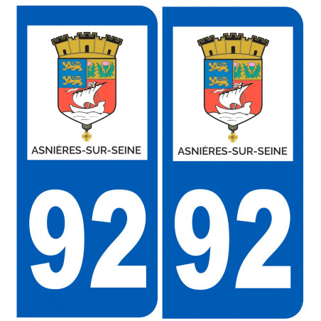 immatriculation 92 Asnières-sur-Seine - Sticker/autocollant