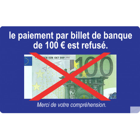 Paiement billet de 100 euros refusé - 10x6cm - Sticker/autocollant