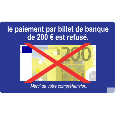 Paiement billet de 200 euros refusé - 10x6cm - Sticker/autocollant