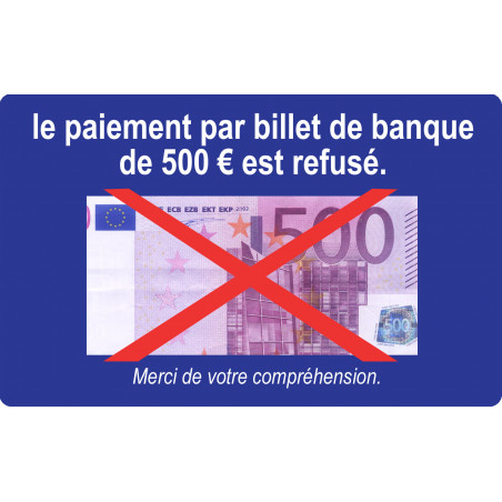 Paiement billet de 500 euros refusé - 20x12.3cm - Sticker/autocollant