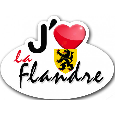 j'aime La Flandre - 15x11cm - Sticker/autocollant