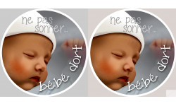 bébé dort ne pas sonner - 2x4.5cm - Sticker/autocollant