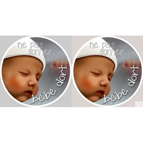 sticker / Autocollant : ne pas sonner bébé dort style 2 - 2x4.5cm - Sticker/autocollant