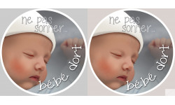 bébé dort ne pas sonner - 2x4.5cm - Sticker/autocollant