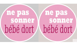 bébé dort fille ne pas sonner - 2x4.5cm - Sticker/autocollant