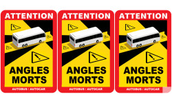 Angles morts bus et car - 3 stickers de 17x25cm - Sticker/autocollant