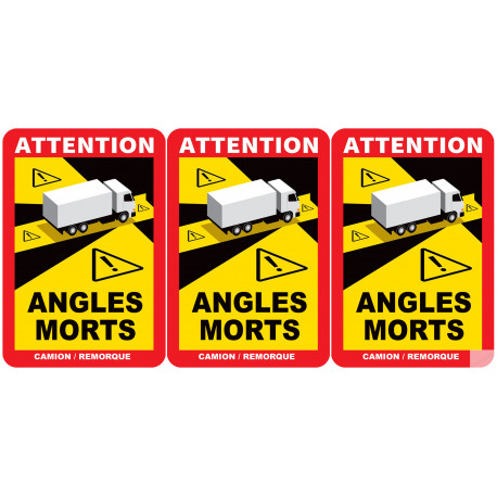 Angles morts poids lourds (3 fois 17x25cm) - Sticker/autocollant