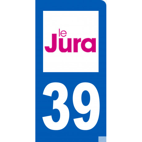 immatriculation 39 Jura - 6x3cm - Sticker/autocollant