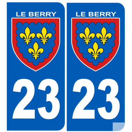 immatriculation Berry 23 (la Creuse) - Sticker/autocollant