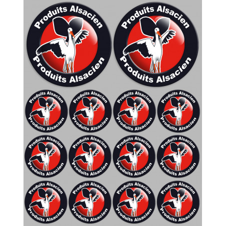 Produits Alsacien cigogne - 2fois 10cm/12fois 5cm - Sticker/autocollant