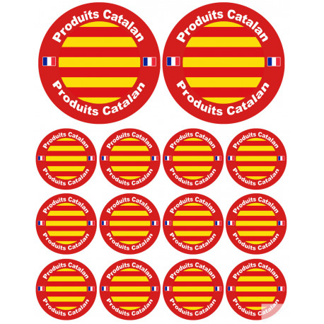 Produits Catalan - 2 stickers de 10cm et 12 stickers de 5cm - Sticker/autocollant