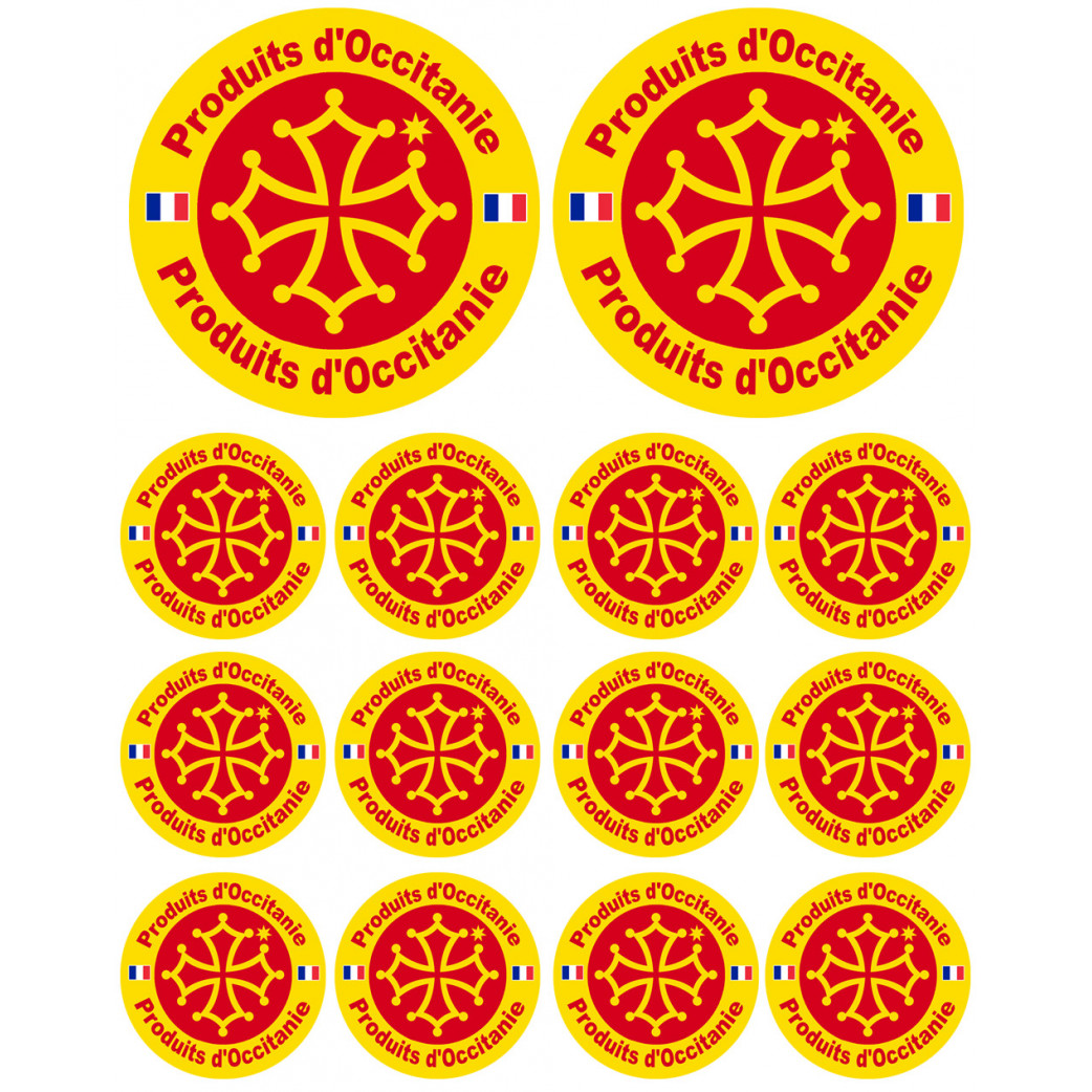 Produits d'Occitanie -  2 stickers 10cm /  12 stickers de 5cm - Sticker/autocollant