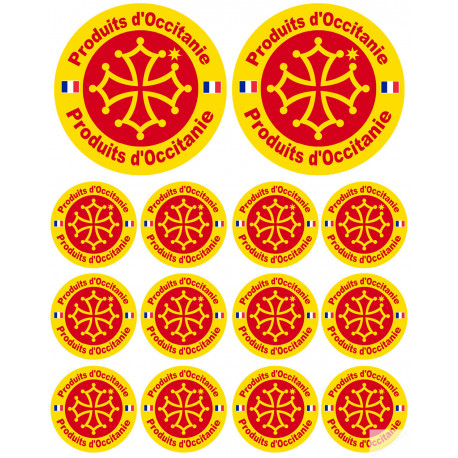 Produits d'Occitanie -  2 stickers 10cm /  12 stickers de 5cm - Sticker/autocollant