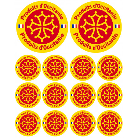 Produits d'Occitanie -  2 stickers 10cm /  12 stickers de 5cm - Sticker/autocollant