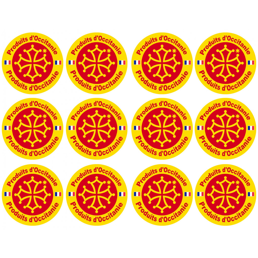 Produits d'Occitanie - 12 stickers de 5cm - Sticker/autocollant