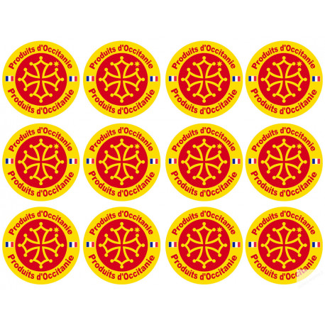 Produits d'Occitanie - 12 stickers de 5cm - Sticker/autocollant
