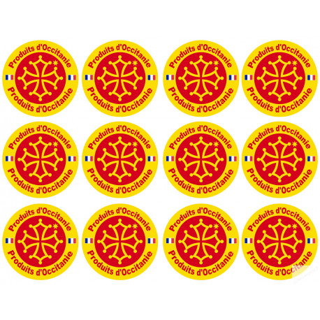 Produits d'Occitanie - 12 stickers de 5cm - Sticker/autocollant