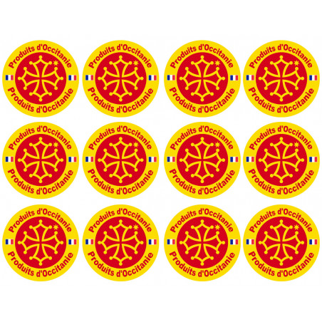Produits d'Occitanie - 12 stickers de 5cm - Sticker/autocollant
