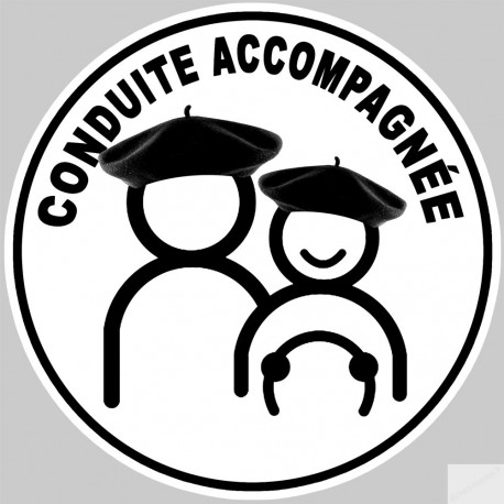 conduite accompagnée Beret Basque - 15cm - Sticker/autocollant