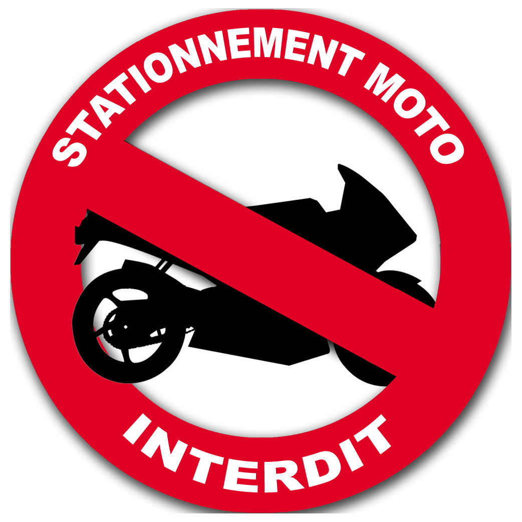 stationnement moto interdit - 15cm - Sticker/autocollant