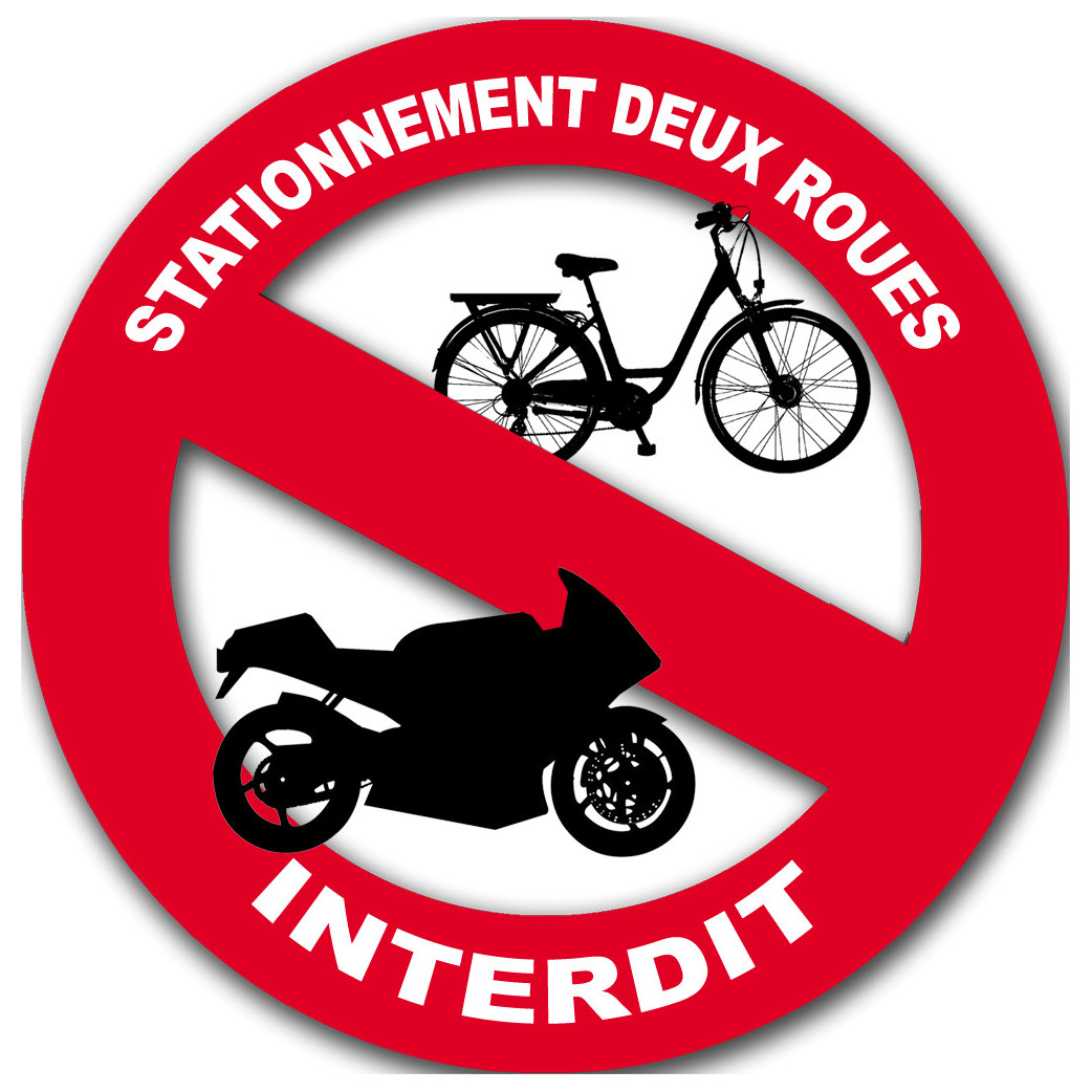 stationnement 2 roues interdit - 15cm - Sticker/autocollant