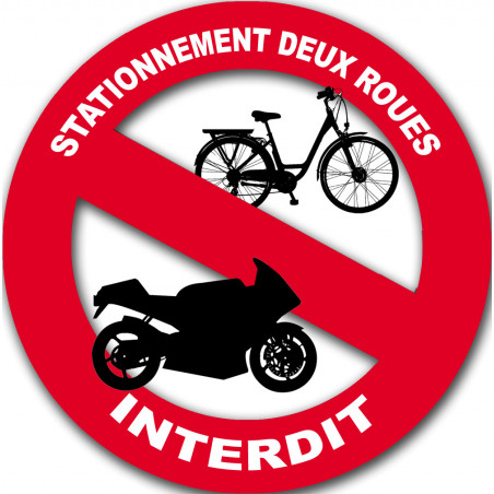 stationnement 2 roues interdit - 15cm - Sticker/autocollant