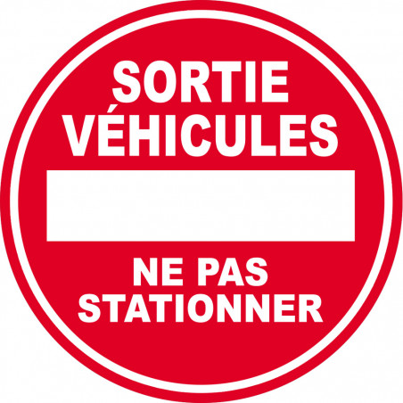 SORTIE de VEHICULES ne pas stationner - 20cm - Sticker/autocollant