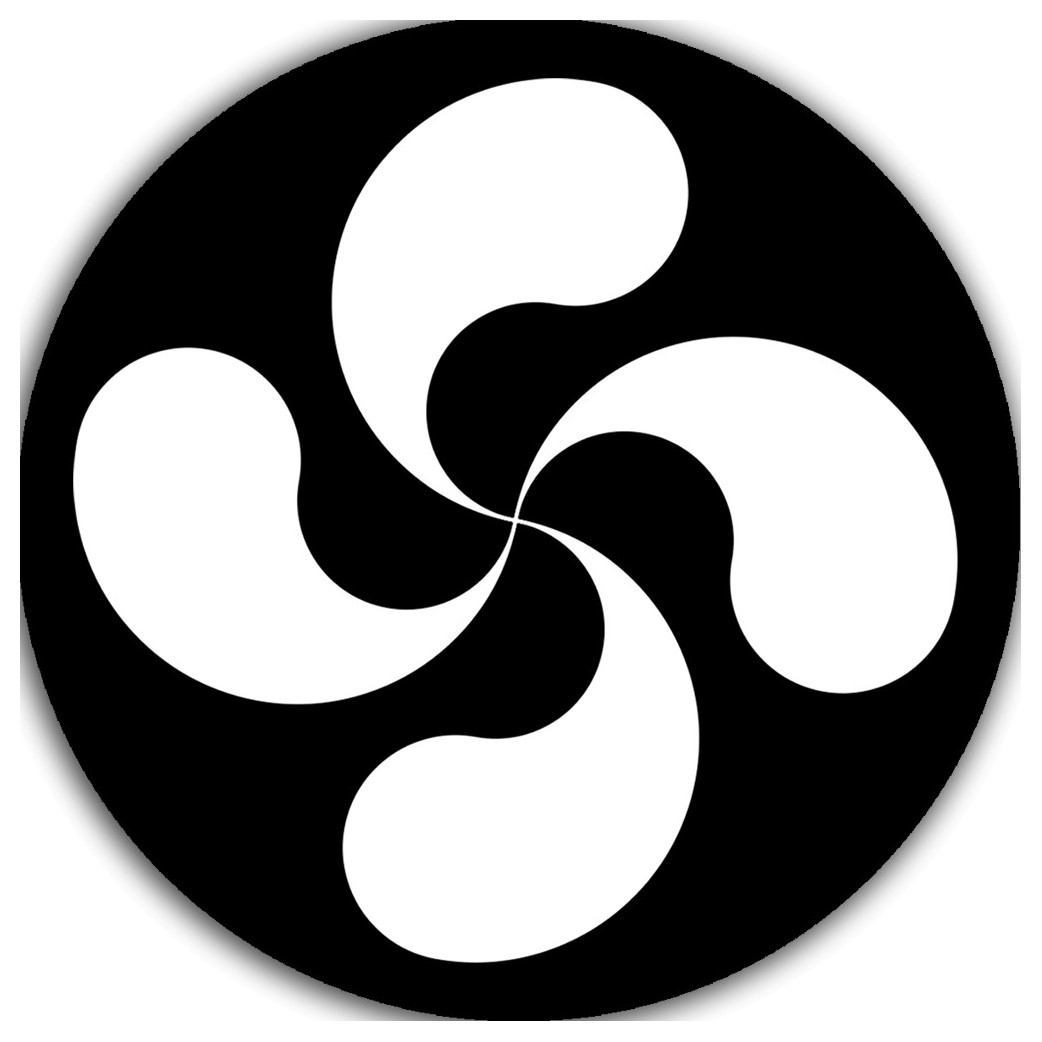 Croix Basque Blanche fond noir - 5cm - Sticker/autocollant