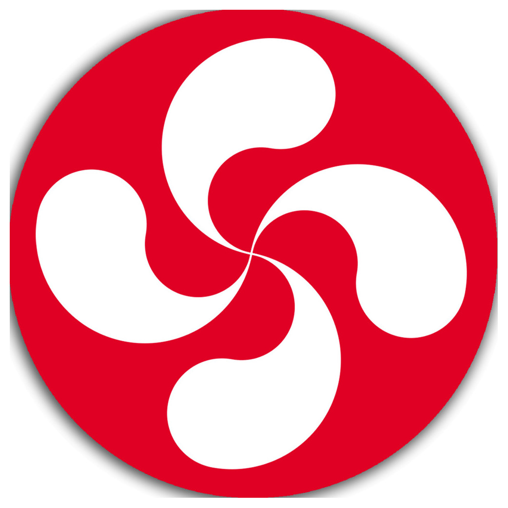 Croix Basque Blanche fond rouge - 15cm - Sticker/autocollant