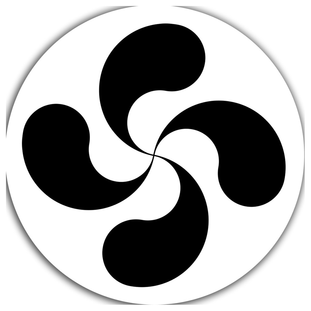 Croix Basque Noir fond blanc - 20cm - Sticker/autocollant