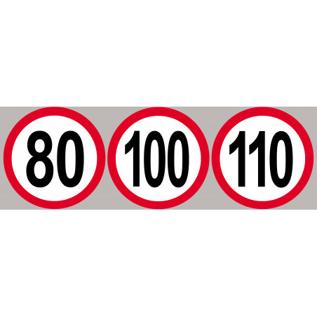 Lot Disques de vitesse 80-100-110 rouge - 20cm - Sticker/autocollant