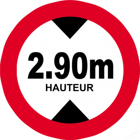 hauteur de passage maximum 2.90m - 20cm - Sticker/autocollant