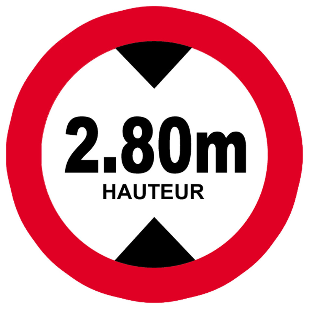 hauteur de passage maximum 2.80m - 20cm - Sticker/autocollant