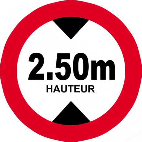 hauteur de passage maximum 2.50m - 20cm - Sticker/autocollant